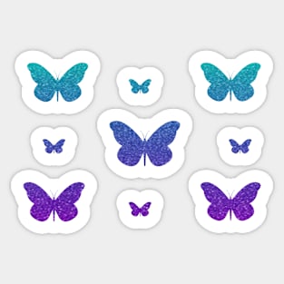 Purple Teal Ombre Faux Glitter Butterflies Sticker